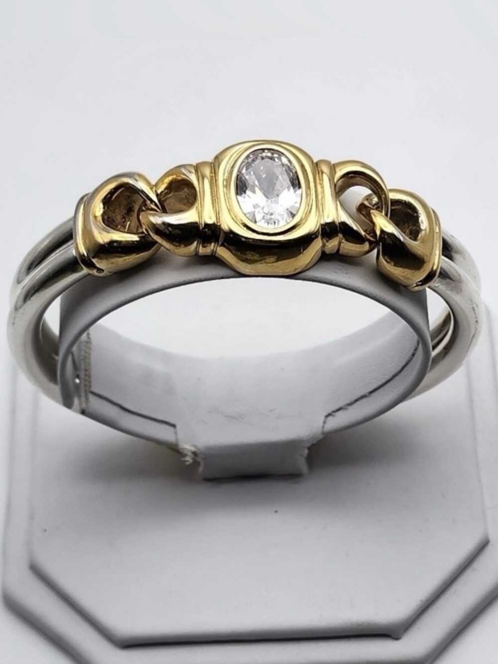 UNOAERRE ITALIAN DESIGNER Statement STERLING SIlVER GOLD VERMEIL BRACELET